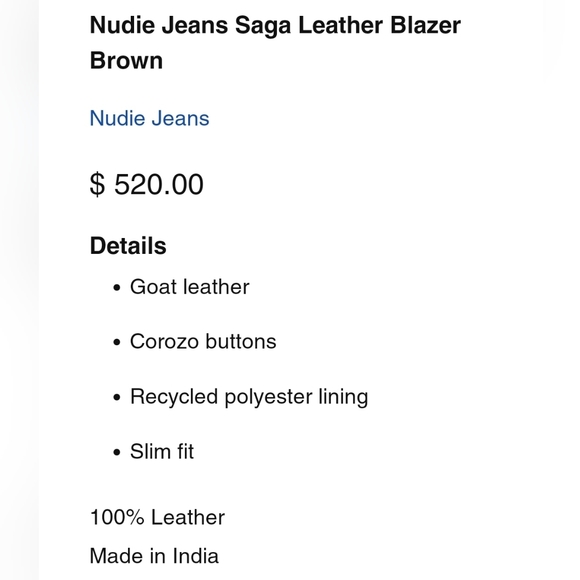 Nudie Jeans 100% leather blazer jacket - Picture 7 of 7